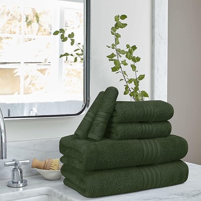 BOUTIQUO 6 Pack Cotton Towel Set, Contains 2 Bath Towels 28x55 inch, 2 Hand - Image 3