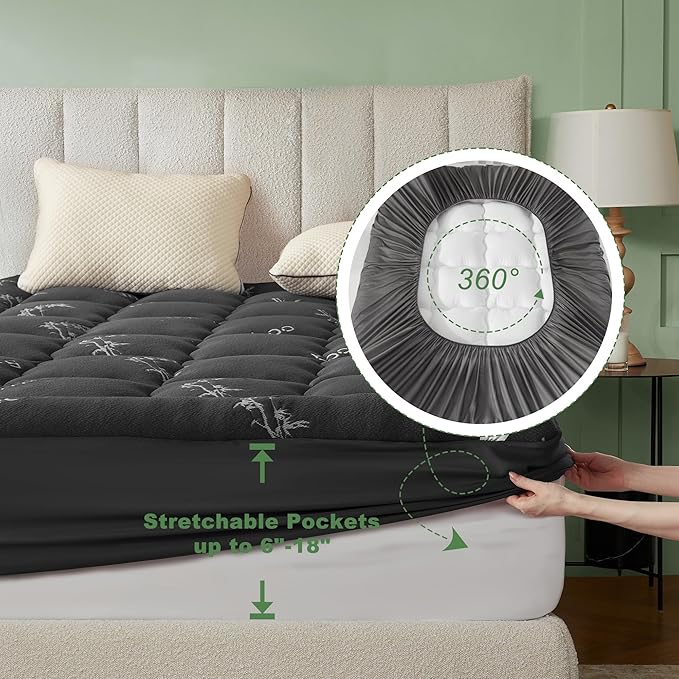 BEDLORE Queen Mattress Topper Viscose Derived from Bamboo, Thick Pillow Top - Image 6