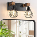 FadimiKoo 2-Light Rustic Style Wood Bathroom Wall Sconce, Farmhouse Vanity by FadimiKoo