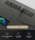 OffiGo 79 Inch Executive Electric Standing Desk, Height Adjustable Desk with Power Outlet & 1.38" Thick 3-Piece Desktop, Sit Stand Computer Desk for Home, Office, Conference Room, Black