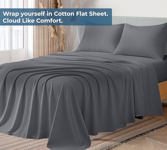 Royale Linens 100% Organic Cotton Twin XL Flat Sheet Only - Image 2