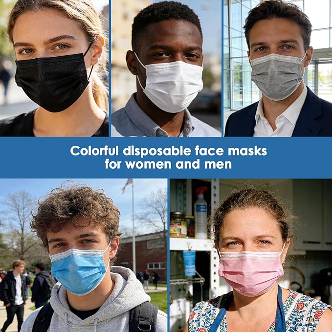NNPCBT 5 Color Disposable Face Masks 50pcs, Individually Wrapped Masks - Image 6