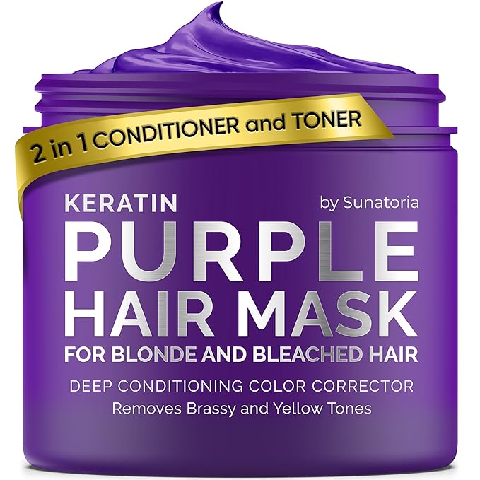 SUNATORIA Purple Hair Mask for Blonde & Bleached Hair, 2-in-1 Keratin Toning by SUNATORIA