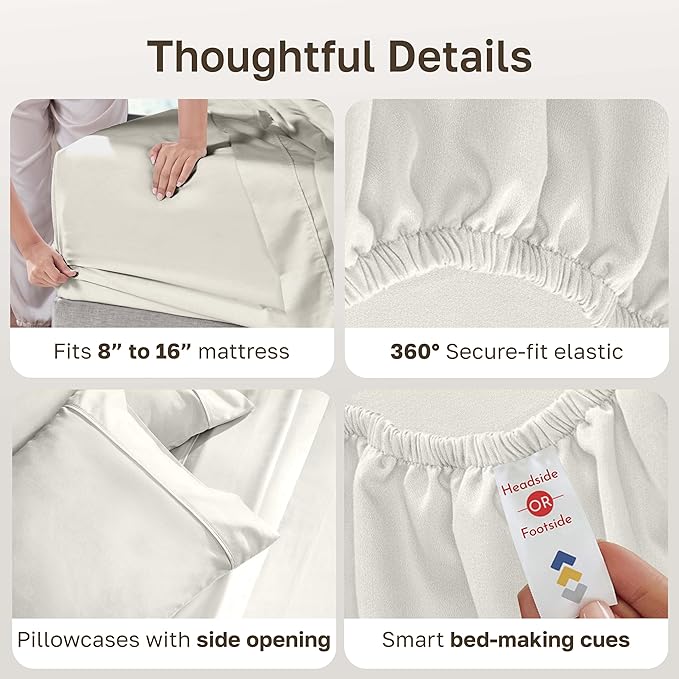 California Design Den Soft 100% Cotton Queen Sheet Set, 400 Thread Count Good - Image 6