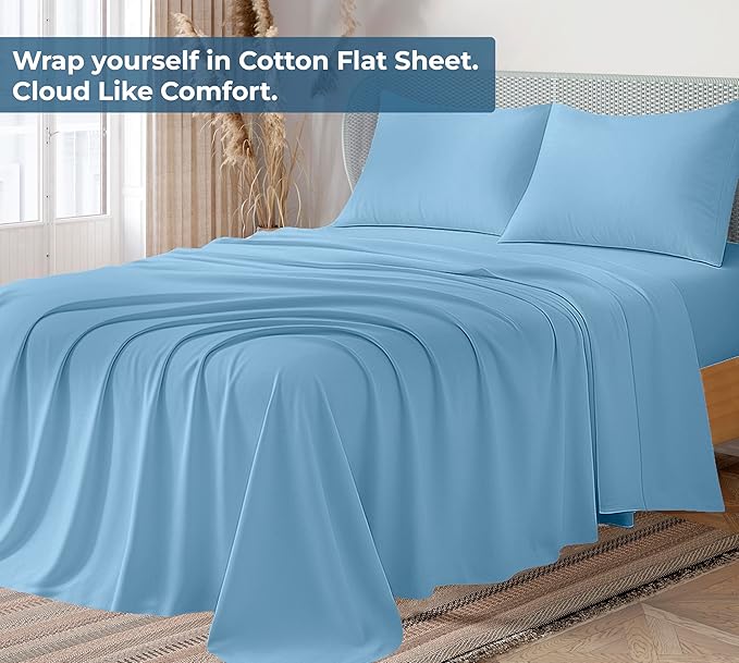 Royale Linens 100% Organic Cotton Twin Flat Sheet Only - Image 2