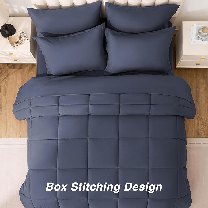 Love's cabin Twin Comforter Set Indigo Blue, 5 Pieces Twin Bed in a Bag - Image 4