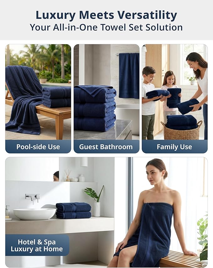 LANE LINEN 100% Cotton 4 Pack Bath Towels - Image 8
