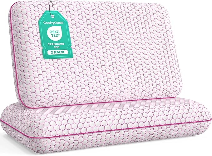 CushyOasis Memory Foam Pillows for Side, Back and Stomach Sleepers, Bed Pillow by CushyOasis