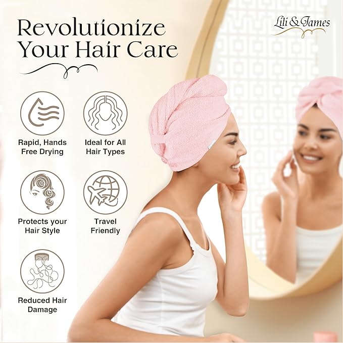 Lili&James 100% Cotton Hair Towel Wrap - Image 6