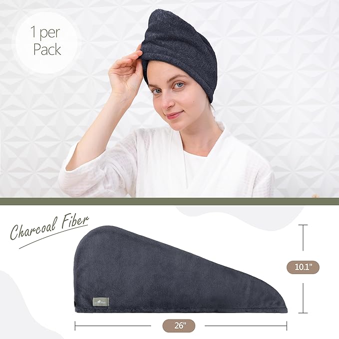 myHomeBody Hair Towel Wrap, Luxury Quick Drying Turban, Ultra Soft Absorbent - Image 3