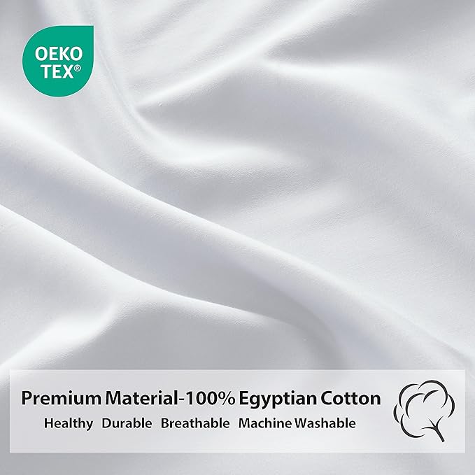 Twin XL Size Fitted Sheet Only White, 100% Egyptian Cotton 600 Thread Count - Image 4