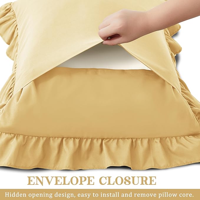 KKJIAF Ruffle Pillow Cases Queen Size Set of 2, Ruffled Pillow Covers - Image 5