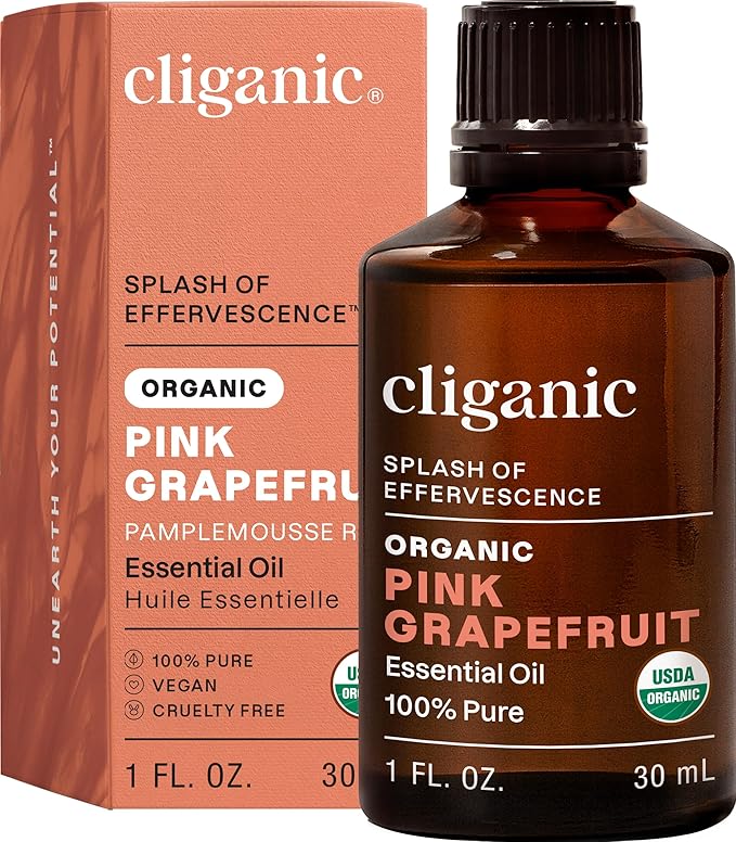 Cliganic Organic Pink Grapefruit Essential Oil, 100% Pure Natural by Cliganic