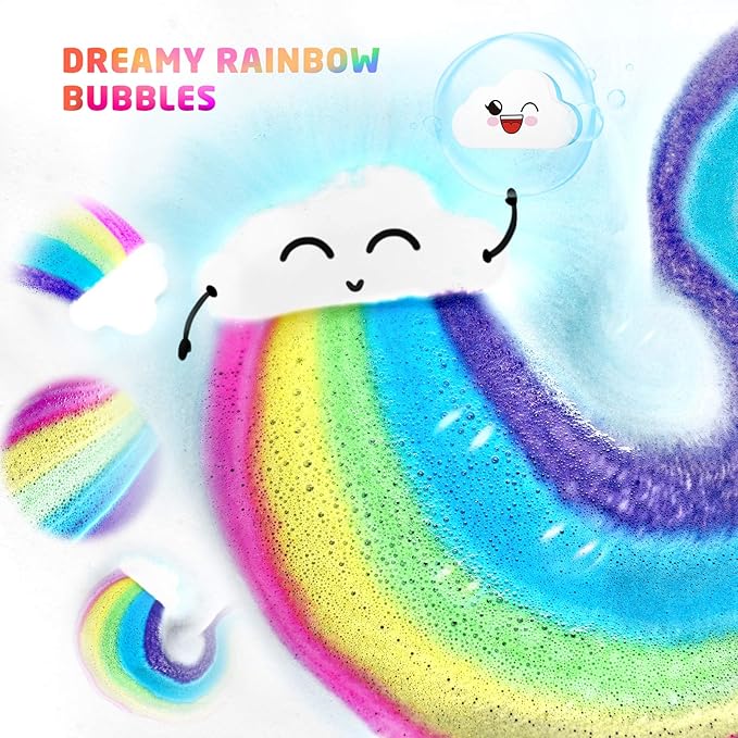 Rainbow Cloud Bath Bomb for Girls, 2 Extra Large Handmade Bath Bombs for Kids - Image 2