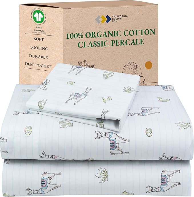 California Design Den Printed Twin Sheet Set Cotton, 100% Organic Cotton by CaliforniaDesignDen