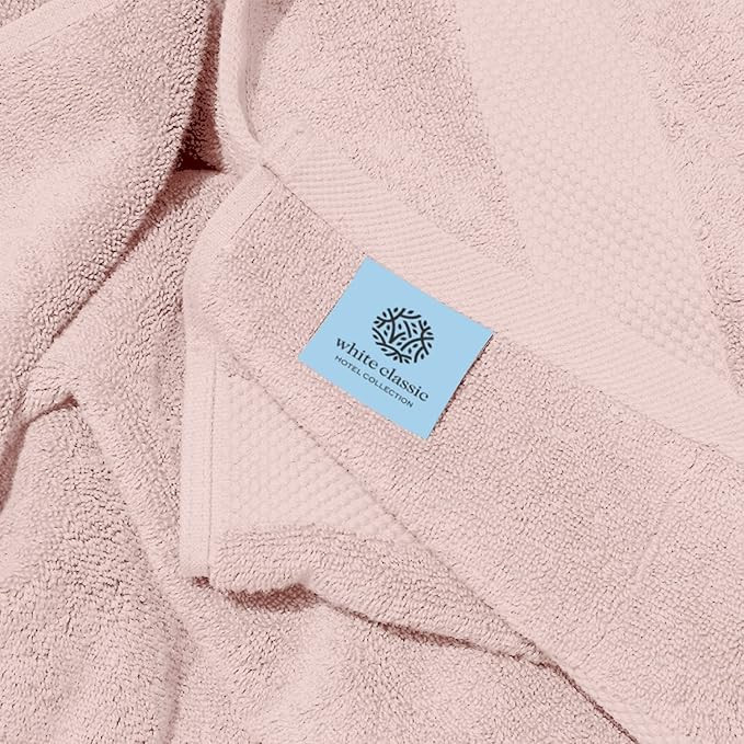 White Classic Pink 650 GSM Cotton Bath Sheet Towel - Image 5