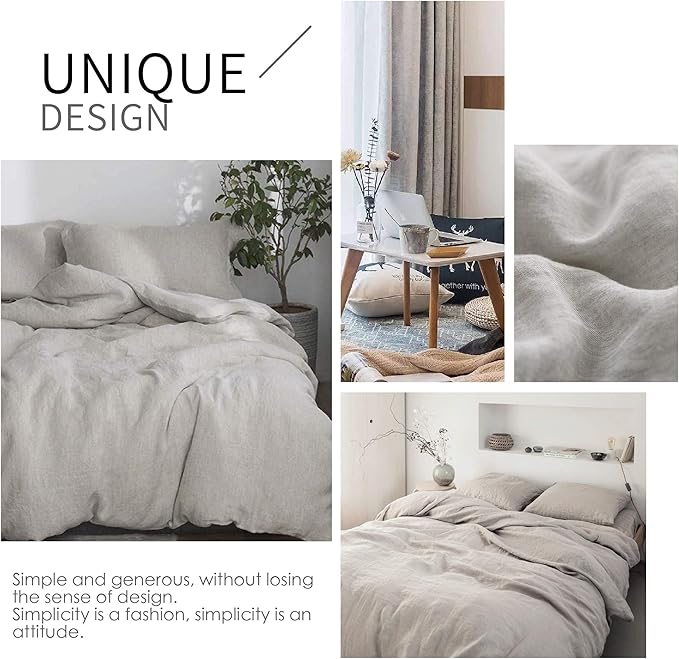 Simple&Opulence 100% Linen Duvet Cover Set 3pcs Basic Style Natural French - Image 8