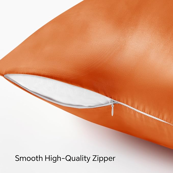 BEDELITE Satin Pillowcase with Zipper 2 Pack, Burnt Orange Pillow Cases - Image 5