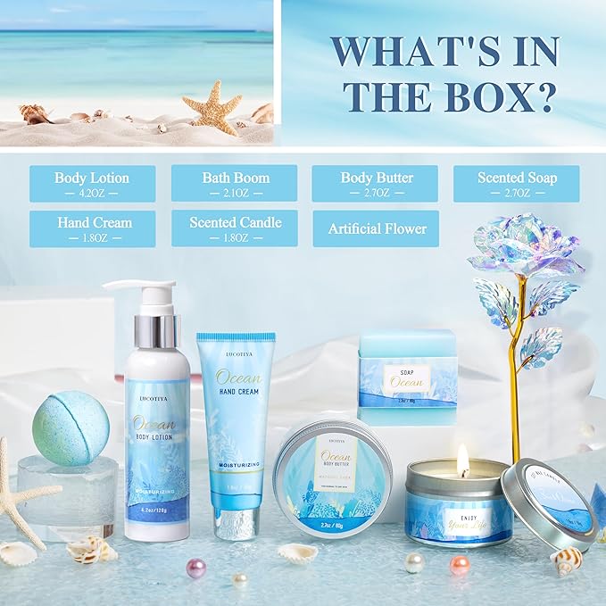 Gifts for Women, Ocean Scented Spa Gift for Women Birthday 7 Luxury Self Care - Image 6