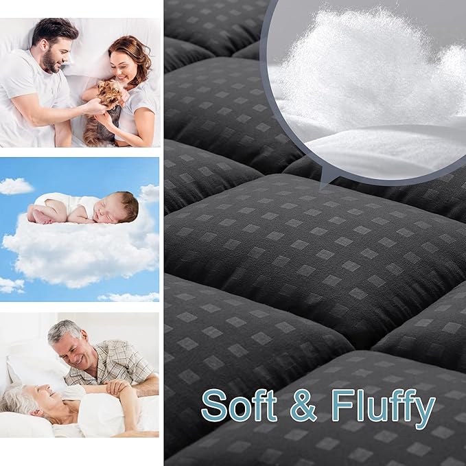 HYLEORY Queen Mattress Pad Quilted Fitted Mattress Protector Cooling Pillow Top - Image 3