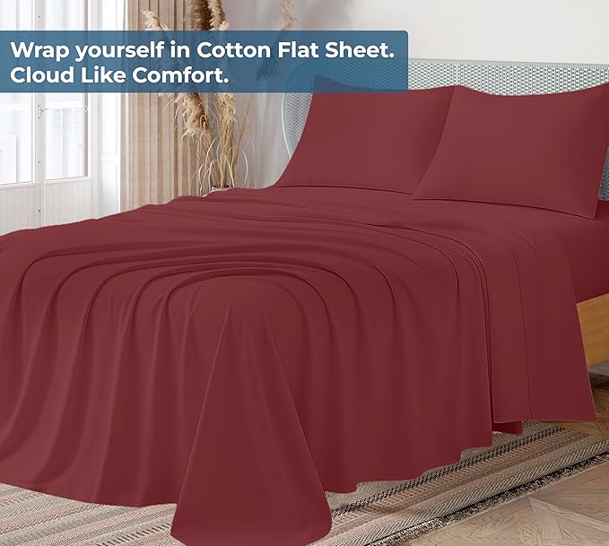 Royale Linens 100% Organic Cotton Twin Flat Sheet Only - Image 2