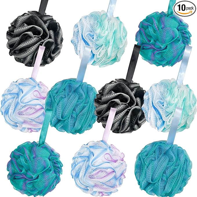 10 Pack Bath Sponge Shower Loofahs 40g, Mesh Pouf Bath Scrunchies Body Wash Puff by Panxxsen