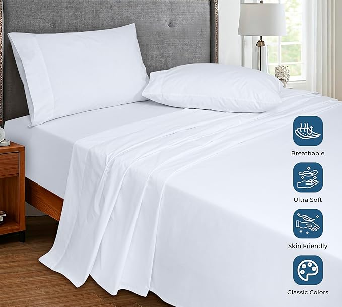 Royale Linens 100% Organic Cotton Full Flat Sheet Only - Image 4