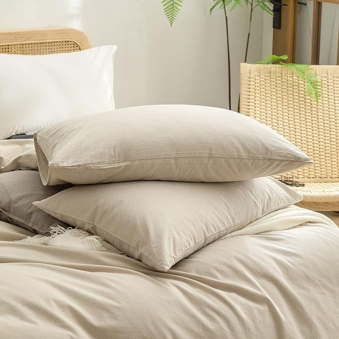 BESTOUCH Duvet Cover Set 100% Cotton Linen Feel Super Soft Comfortable Chic - Image 7