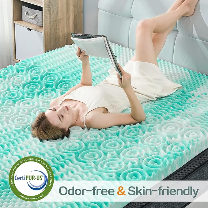 SINWEEK 1.5 Inch Mattress Topper 5-Zone Memory Foam Mattress Topper Pressure - Image 3