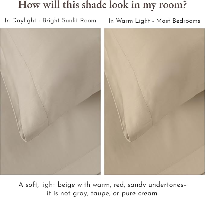 California Design Den Natural 100% Cotton Sheets Full Size Bed Set - Image 5