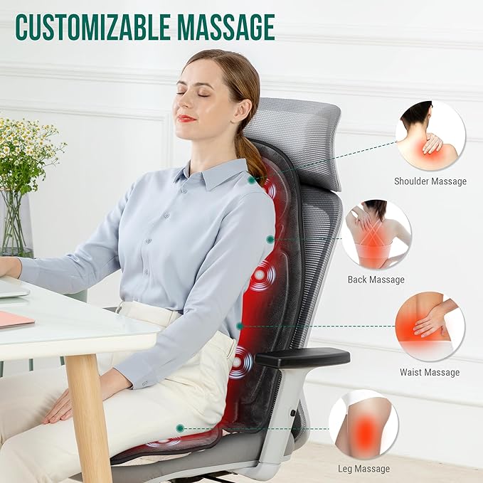 Snailax Back Massager with Heat, Vibration Massage Seat Cushion with 6 - Image 2