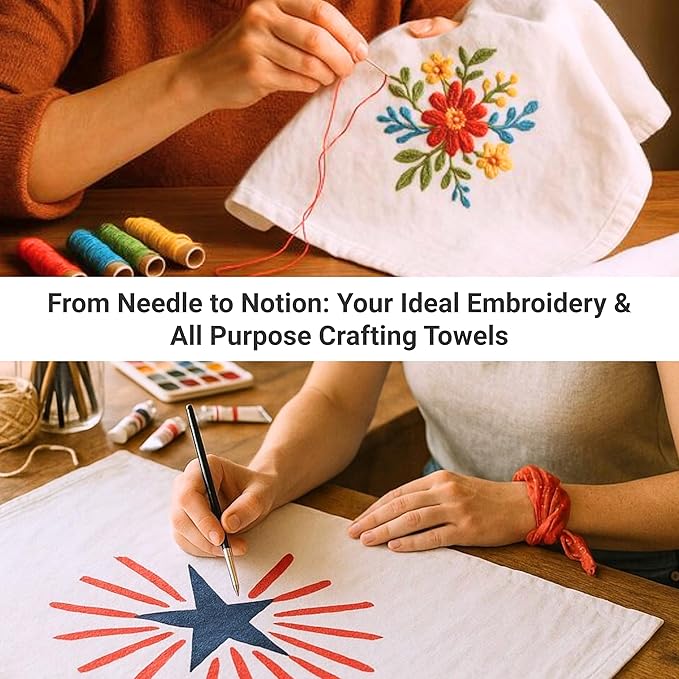 Flour Sack Towels | Tea Towel for Crafts| Kitchen Dish Cotton Blank Towel for - Image 5