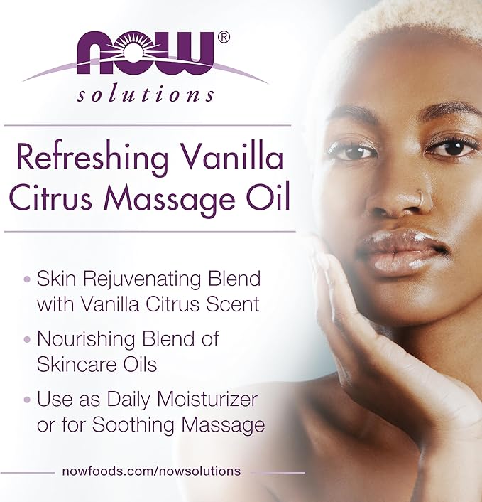 NOW Solutions, Refreshing Vanilla Citrus Massage Oil, Skin Rejuvenating Blend - Image 4