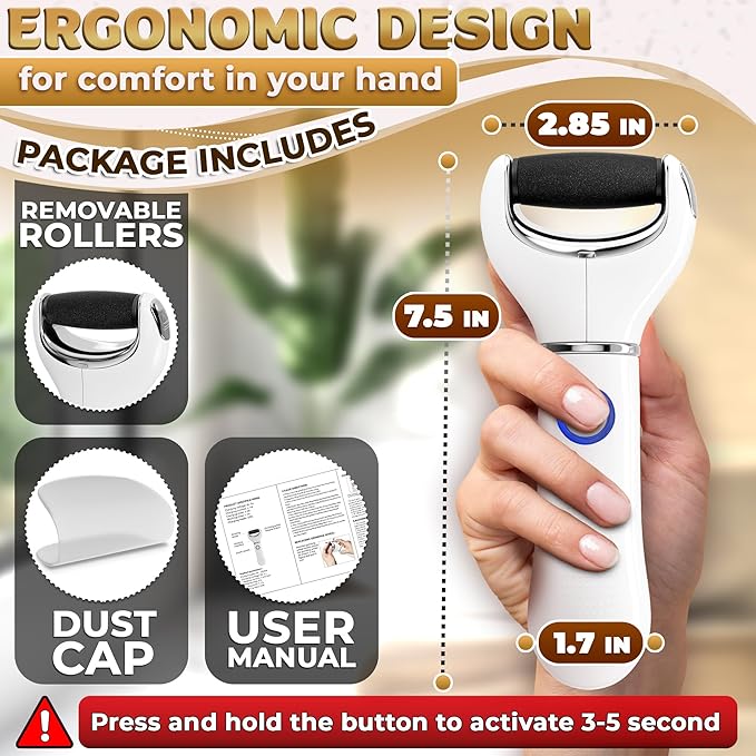Electric Foot File Callus Remover – 3-Speed Foot Scrubber Electric, Dry Skin - Image 2