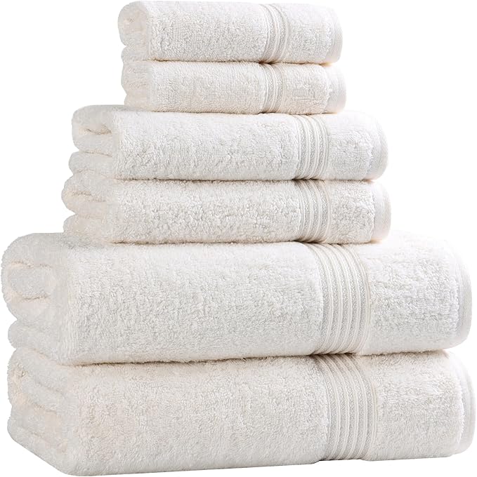 Superior Egyptian Cotton 6-Piece Towel Set, Bathroom Essentials, Towels by SUPERIOR