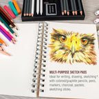 U.S. Art Supply 5.5"x8.5" Sketch Book Pad, 3 Pack (100 Sheets Each), 60lb (100gsm) Spiral Bound - Sketching, Drawing Pad, Acid-Free Paper - Sketch Pads for Adults, Students: Colored Pencils, Charcoal