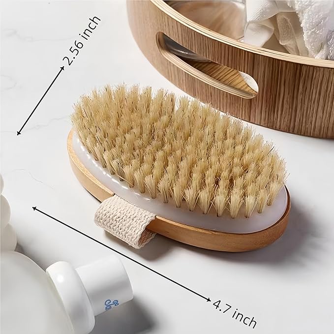 2 Pcs Dry Brushing Body Brush, Natural Bristle Exfoliating Body Scrubbers - Image 5