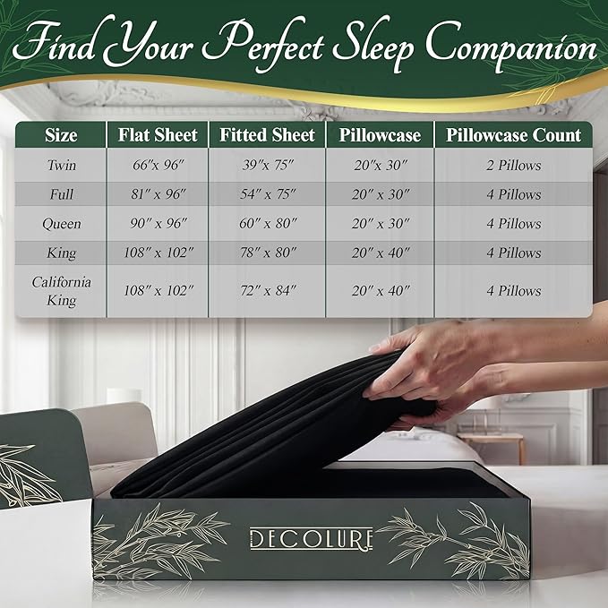 DECOLURE 100% Viscose Derived from Bamboo Sheets Twin Size - Image 8