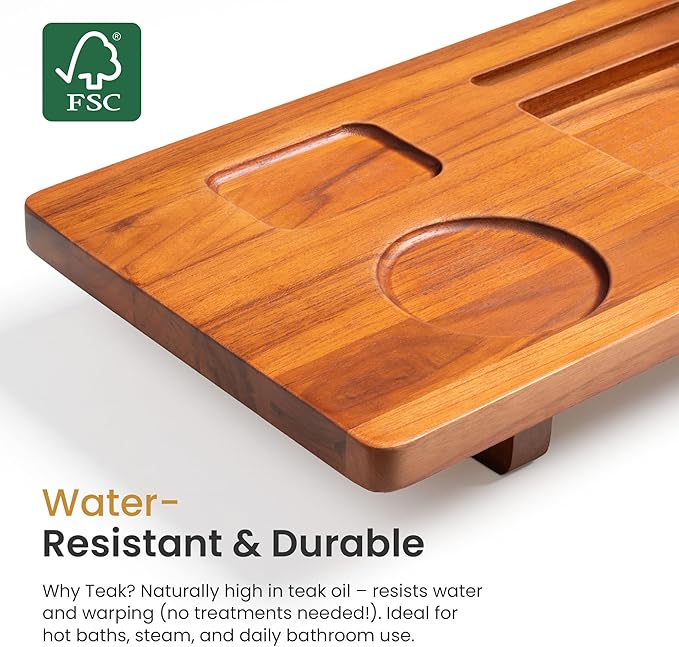 Luxury Teak Bathtub Caddy Tray - Image 4