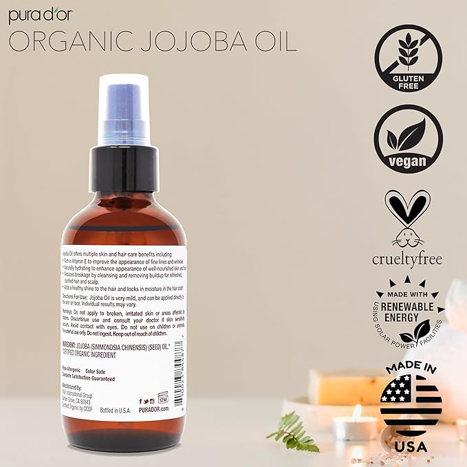 PURA D'OR 4 Oz Organic Jojoba Oil - Image 5