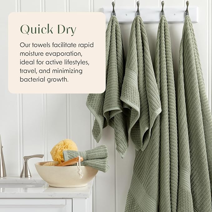 Springtree Home 100% Cotton Bath Towel Set of 4 | Super Soft & Absorbent - Image 3