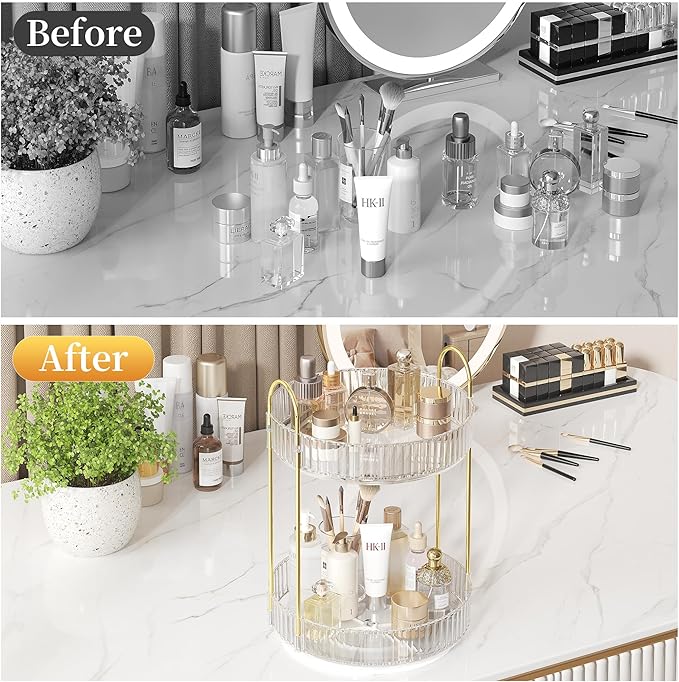 Rotating Makeup Organizer Countertop, Skincare Organizers, Spinning Perfume - Image 5