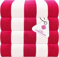 CASA COPENHAGEN Cabana Towel 4Pcs Rosy Designer Stripe Beach Towels Gift Set by CASACOPENHAGEN