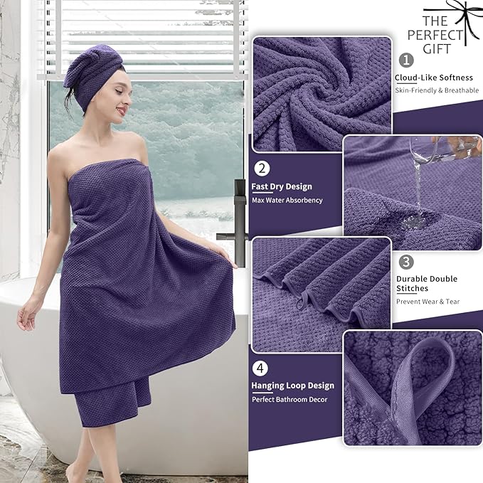 8 Piece Bathroom Towel Set |2 Oversized Large Bath Towels Sheet, 2 Hand Towels - Image 3