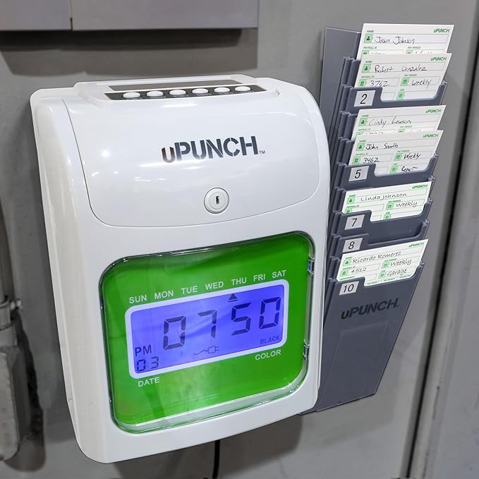 uPunch HN3540 Complete Small Business Start-Up Kit: AutoAlign Time Clock System with 400 Time Cards, 4 Ribbons, and 2 Racks
