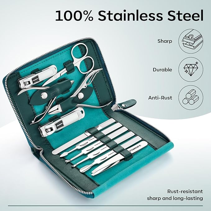 FAMILIFE Nail Kit, Professional Manicure Set Manicure Kit, 11 in 1 Stainless - Image 3