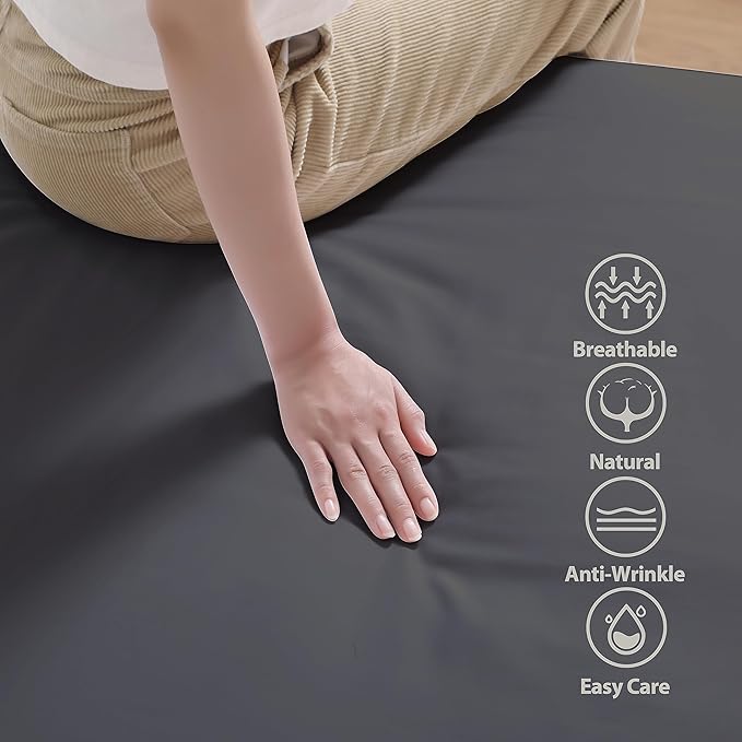100% Egyptian Cotton Fitted Sheet Queen Size, 600 Thread Count, Soft & Elastic - Image 2