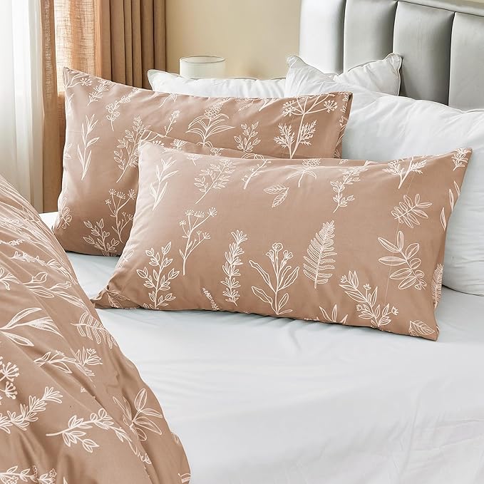 MUXHOMO Duvet Cover Full Size, Reversible Floral Rosy Gold Duvet Cover Set - Image 3