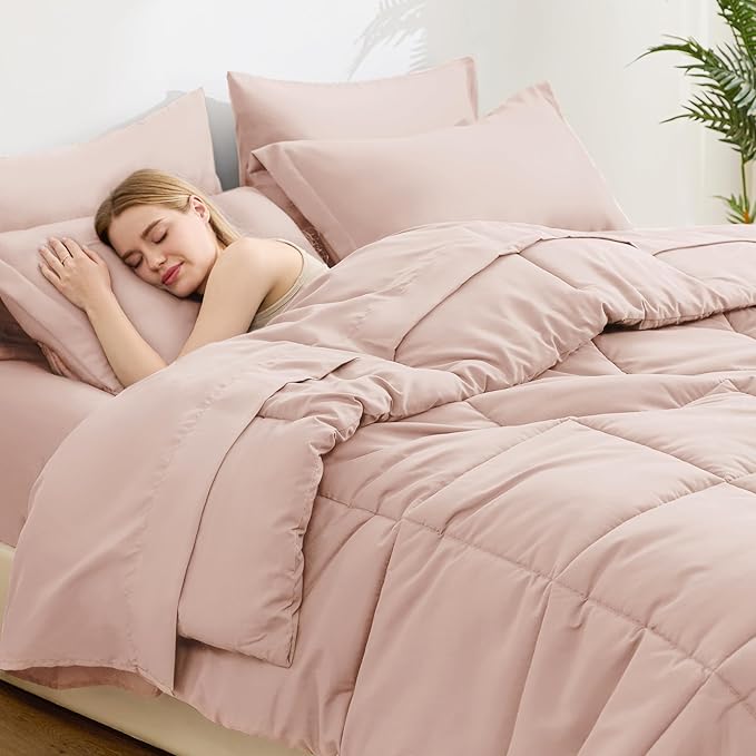 Love's cabin Twin XL Comforter Set Blush Pink, 5 Pieces Twin XL Bed in a Bag - Image 3