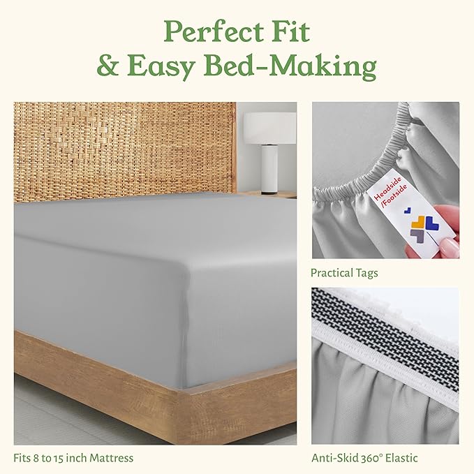 California Design Den 100% Organic Cotton Fitted Sheet Full Size Only, Deep - Image 6